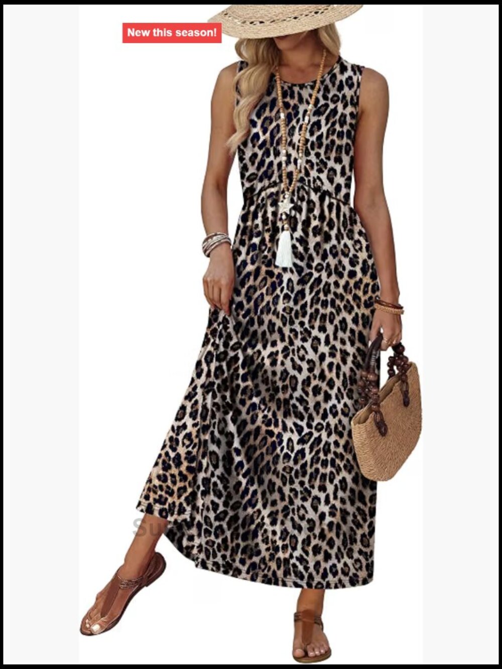 Babydoll Maxi Dress with Pockets Empire Waist Sleeveless Summer Beach Vacation